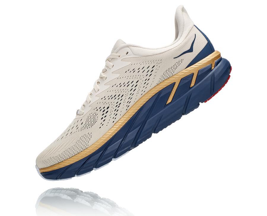 Hoka One One Hardloopschoenen Heren - Clifton 7 - Wit/Blauw - RK5926071